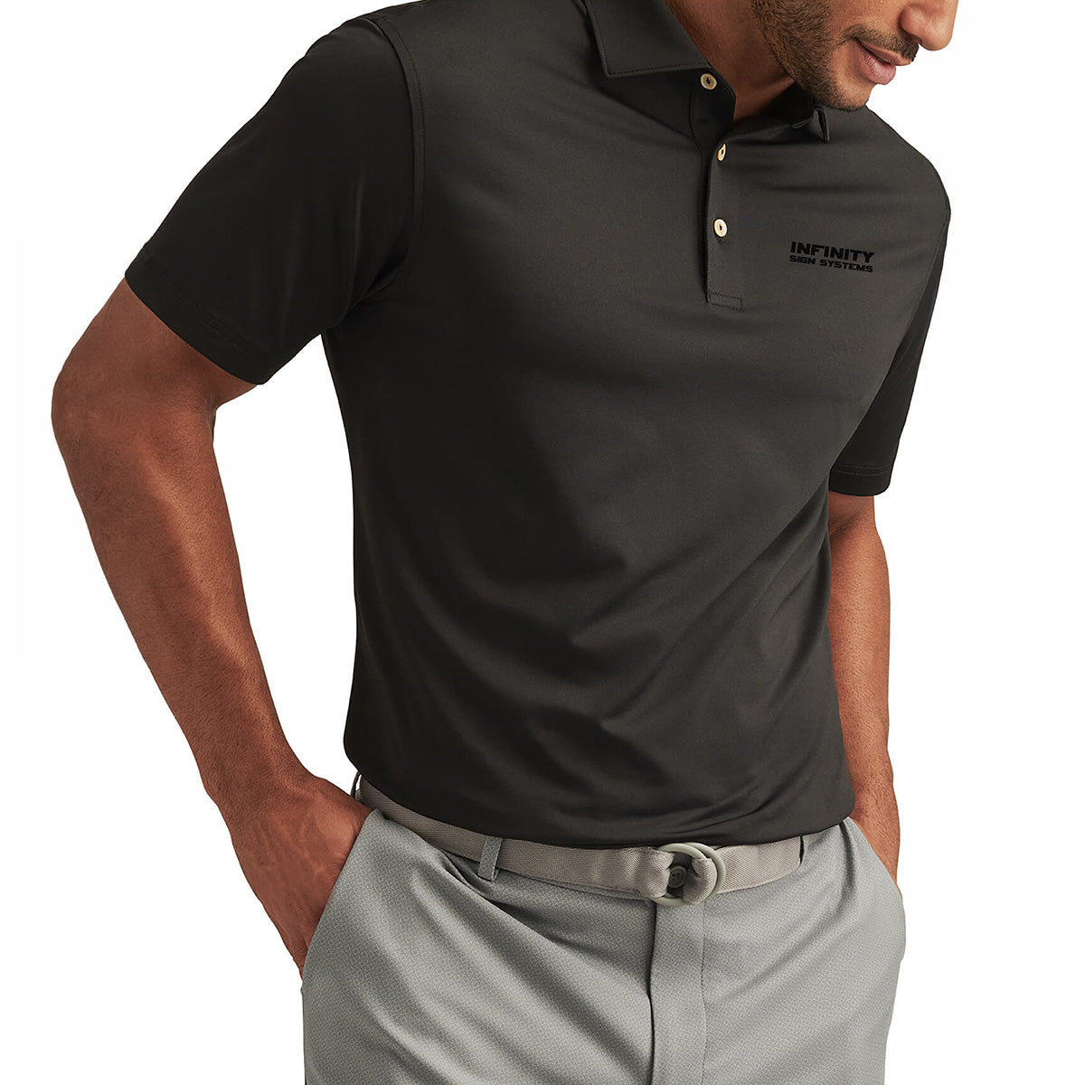 Peter Millar Solid Black Logo Polo