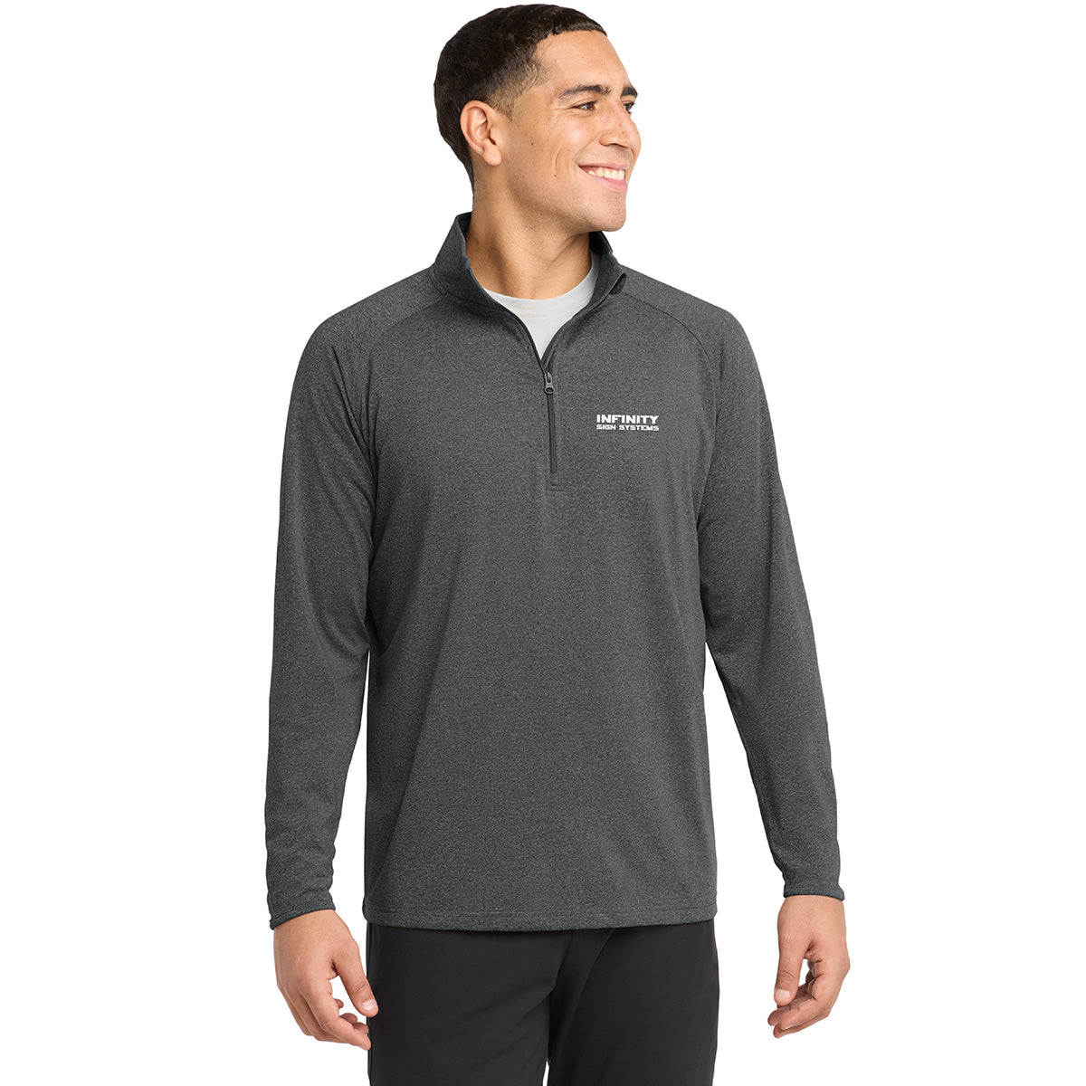 Sport Tek Stretch Grey 1/4 Zip Pullover