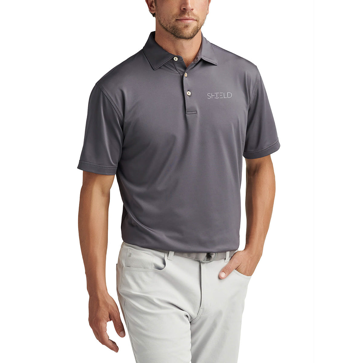 Peter Millar Solid Grey Polo