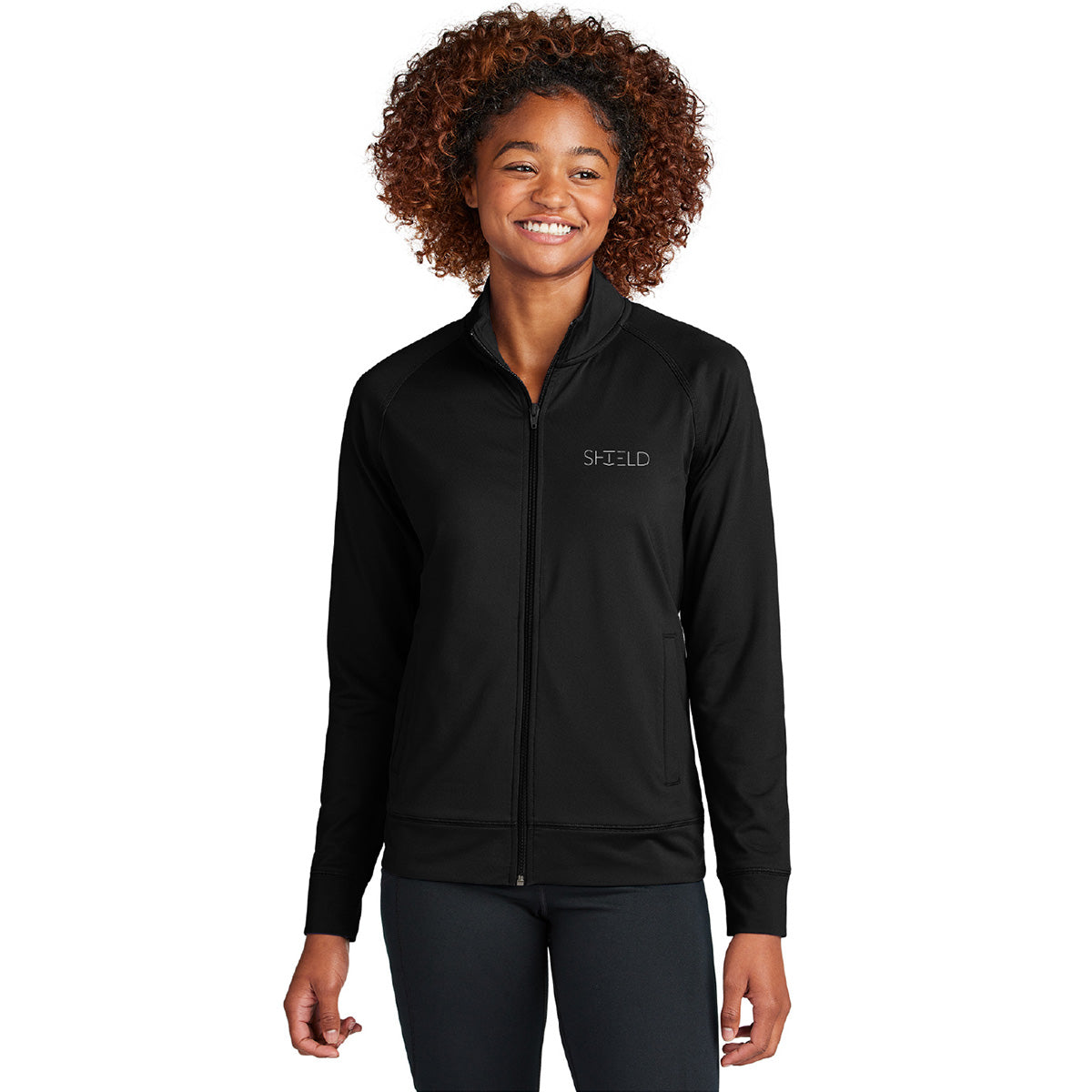 Sport Tek Women's Stretch Black Jacket